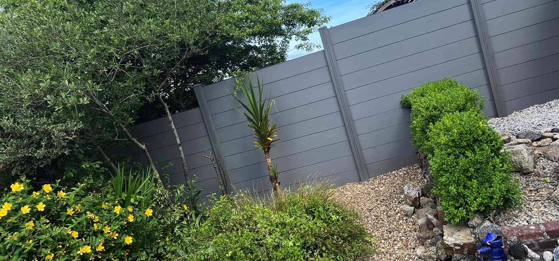 Header stone grey composite fencing bodmin cornwall
